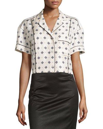 Winifred Printed Short-sleeve Shirt, W. Cap Diamond