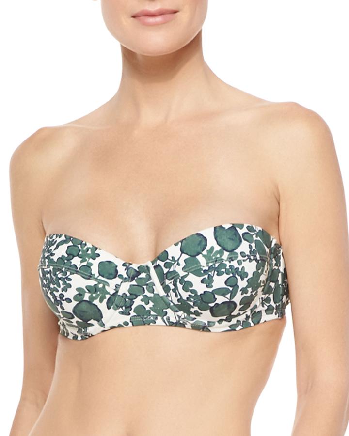 Tory Burch Issy Floral-print Underwire Top, Women's, Size: Large, Vine Issy