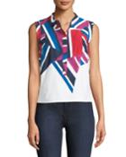Geometric-pattern Poplin Tank