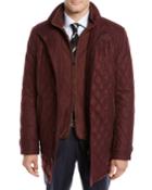 Men's Water-resistant Diamond-quilted Wool Zip-front Coat