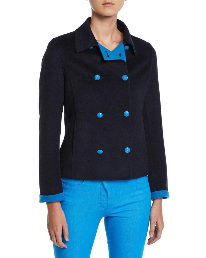 Double-breasted Short Wool-cashmere Jacket