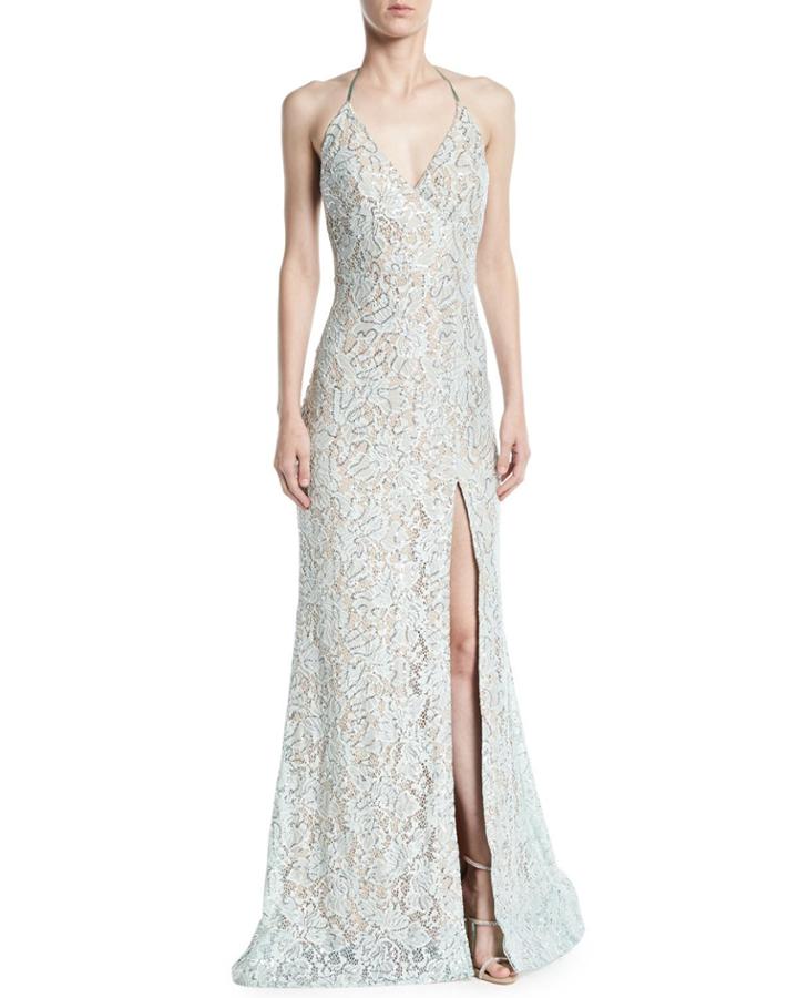 Lace Halter Gown W/ High
