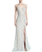 Lace Halter Gown W/ High