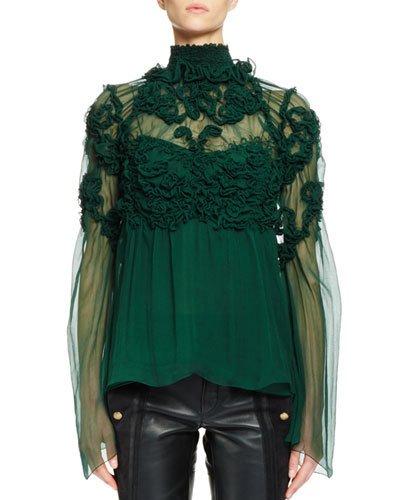 3d Floral-embellished Blouse