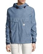 Chambray Pw Hooded Pullover, Blue