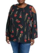 Long-sleeve Horizontal Brushstroke Blouse,