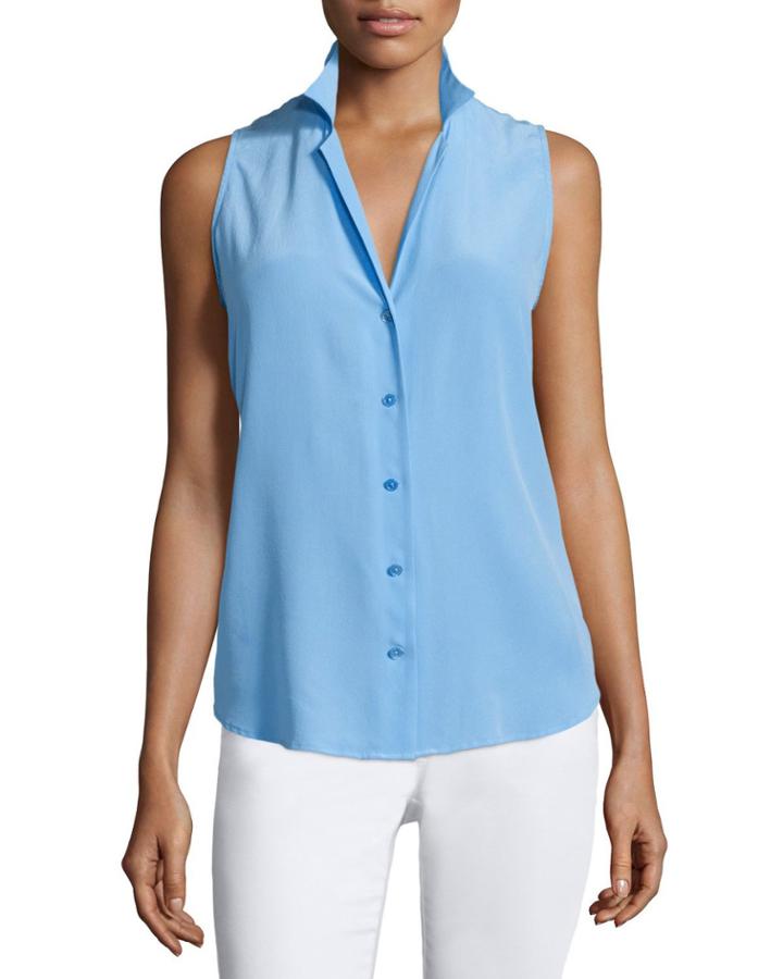 Adalyn Button-front Sleeveless Blouse