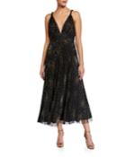 Sleeveless Glitter Tulle Pleated