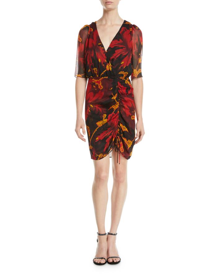 Kelda Floral Ruched Half-sleeve Dress
