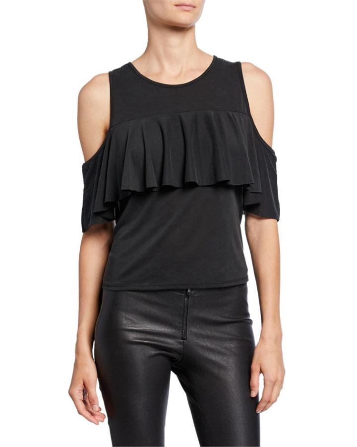 Short-sleeve Cold-shoulder Popover Top