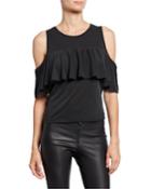 Short-sleeve Cold-shoulder Popover Top