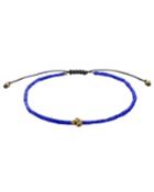 Mach Speed Men's Skull Beaded Pull-cord Bracelet, Blue,