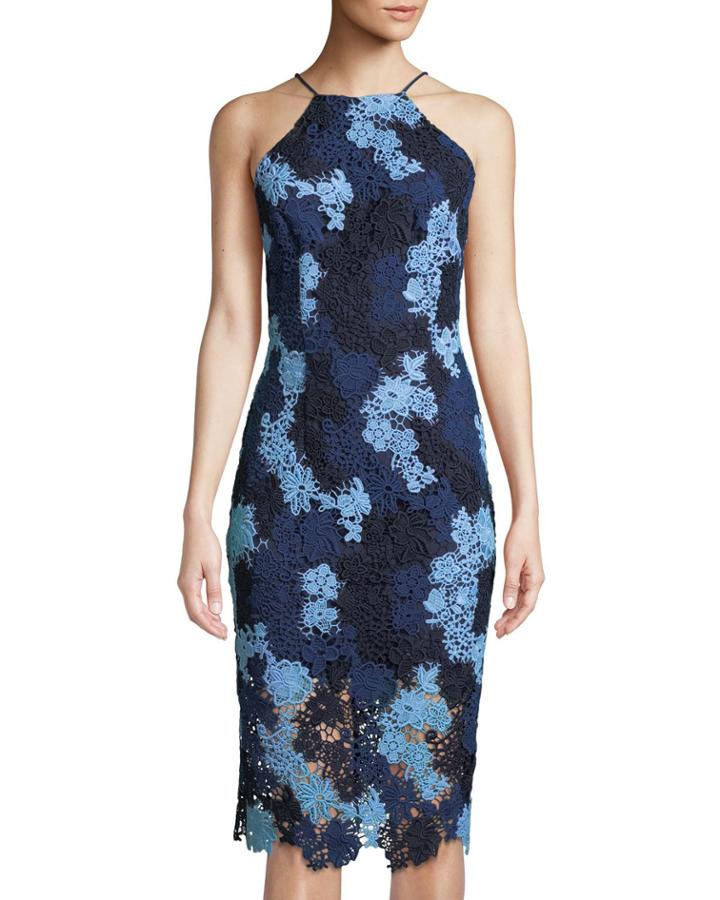 High-neck Floral-lace