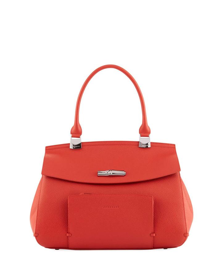 Madeleine Leather Top Handle Bag, Red