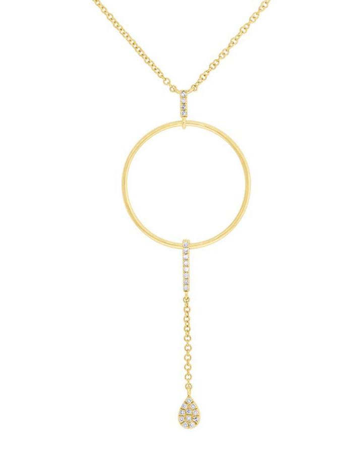14k Open Circle Necklace With Diamonds