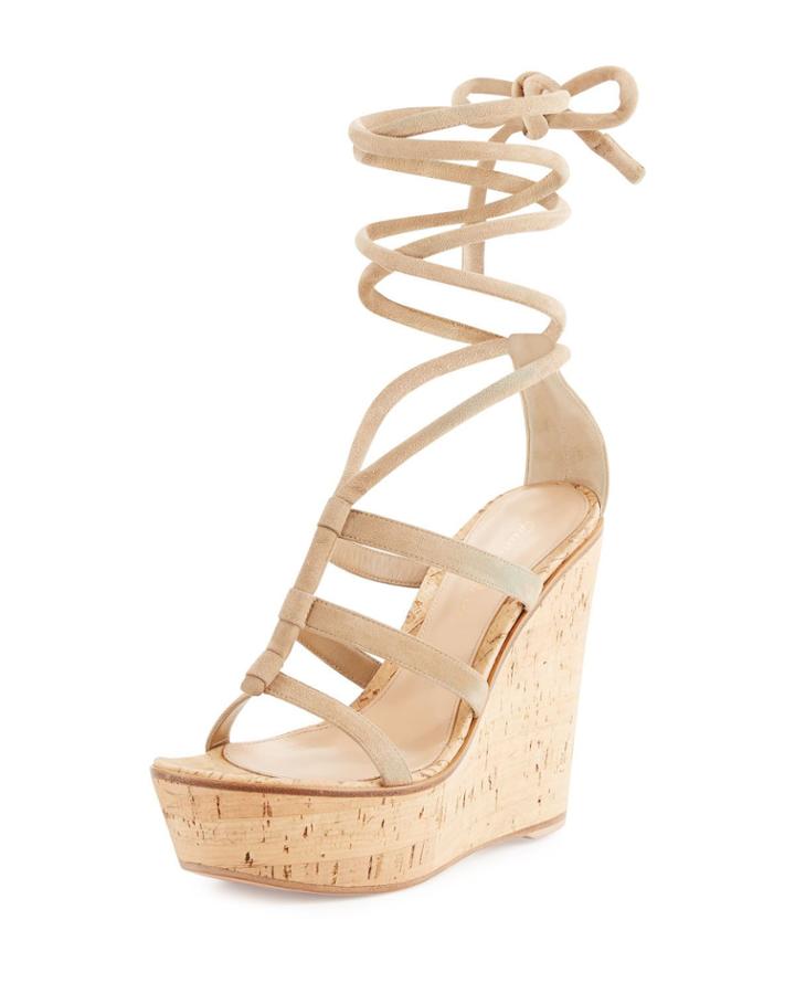 Suede Ankle-wrap Wedge