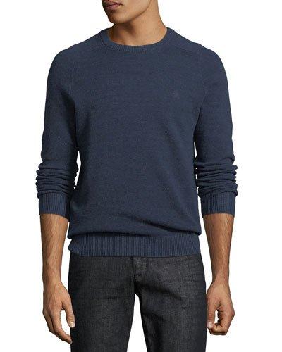 Honecomb-pique Long-sleeve Tee, Dark Blue