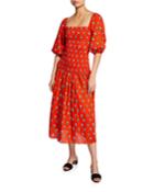 Harper Printed Square-neck Dress
