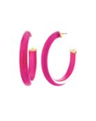 Oval Lucite Hoop Earrings, Pink Peacock