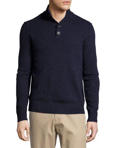 Speckled Mock-neck Sweater, Blue Night