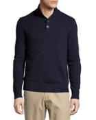 Speckled Mock-neck Sweater, Blue Night