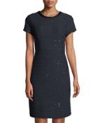 Cap-sleeve Sequined-tweed Dress
