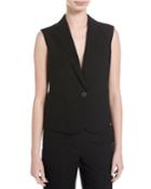 Seersucker Silk-wool Vest, Black
