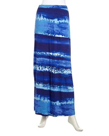 Neiman Marcus Dip-dyed Striped Stretch Maxi Skirt, Denim/blue - (large)