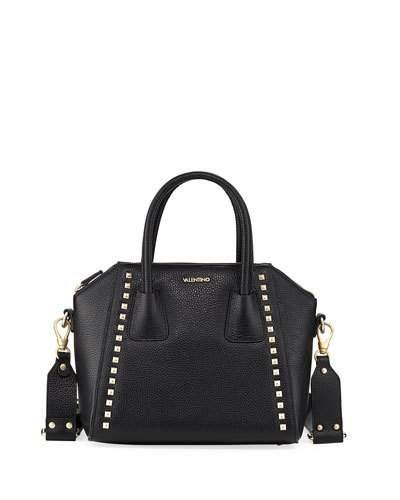Maelle Dollaro Leather Satchel Bag, Black