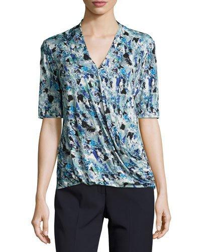 Petricia Splatter-print Top, Baltic/black