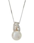 14k White Gold Asymmetric Bale & Pearl Pendant Necklace