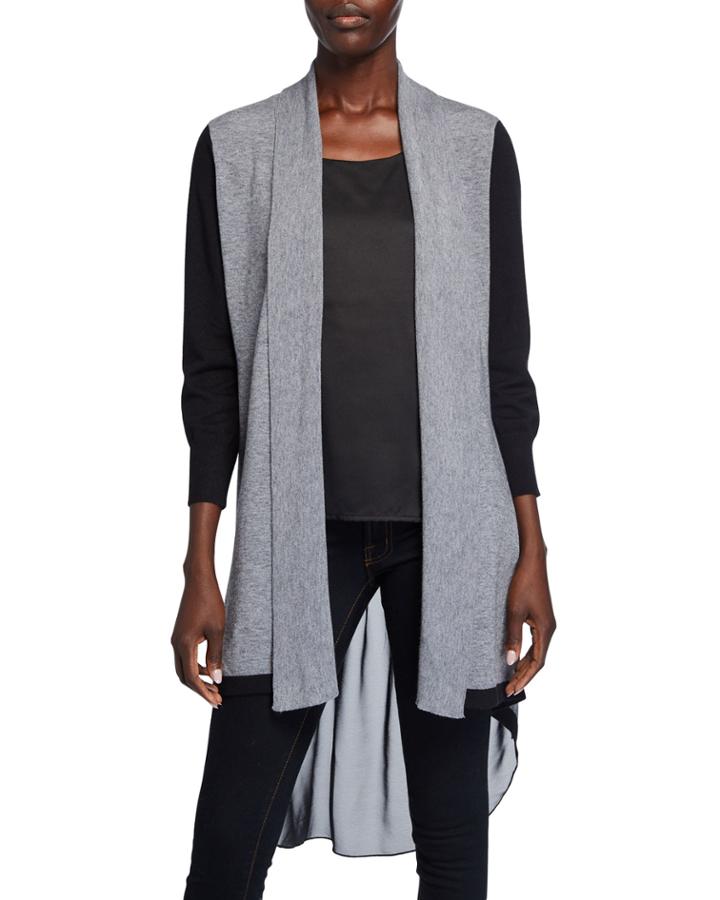 Chiffon Back High-low Cardigan.
