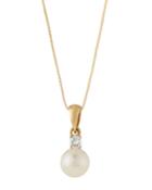 Belpearl 14k White Akoya Pearl & Diamond Pendant Necklace, Women's