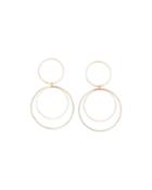 14k Gold 2-tier Drop Earrings, Tricolor