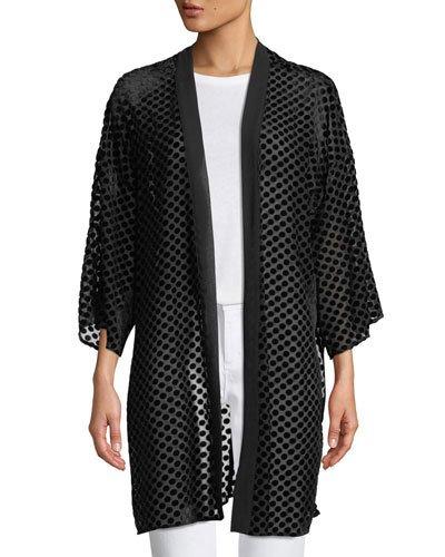 Polka Dot Velvet Burnout Kimono