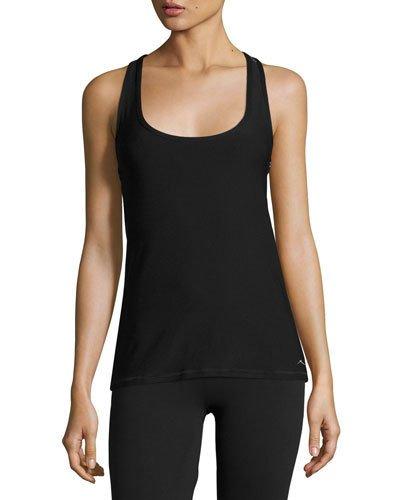 Back-zip Cutout Tank, Black/gold