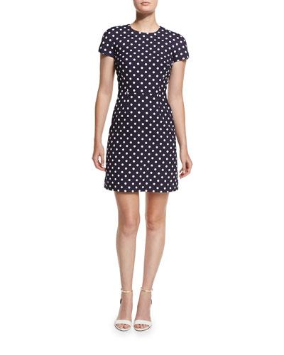 Polka-dot Cap-sleeve Mini Dress,