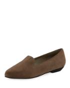 Ariel Suede Slip-on Flat, Gray
