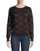 Metallic Jacquard Lips Pullover