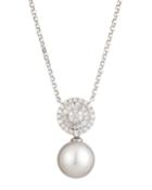 Belpearl 18k White South Sea Pearl & Diamond Pendant Necklace, Women's