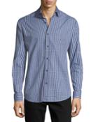 Gingham Long-sleeve Sport Shirt, Blue/gray