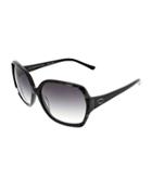 Multi-layered Two-tone Square Acetate Sunglasses, Black
