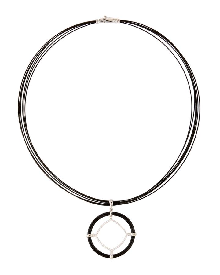 Noir Cable & Diamond Kite Pendant Necklace