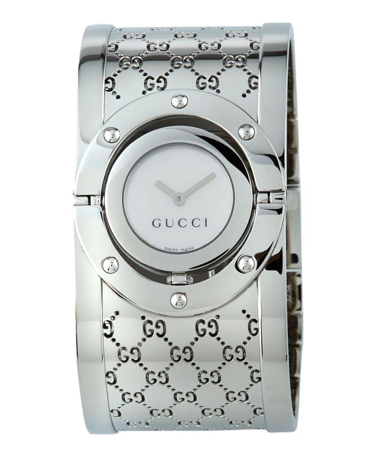 24mm Twirl Stainless Steel Flip Bangle Watch