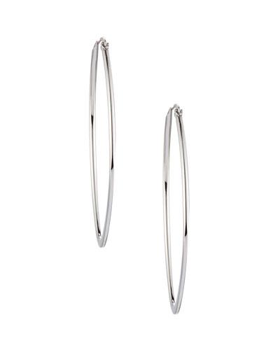 Rhodium-tone Almond Hoop Earrings