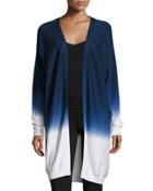 Cashmere-blend Ombre Open-front Cardigan, White/night