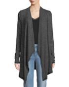 Draped Slub-knit Open-front Cardigan