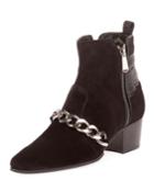 Ella Calfskin Chain-trim Booties