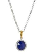 Round Lapis Pendant Necklace, Blue