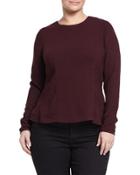 Long-sleeve Peplum Top, Fudge,